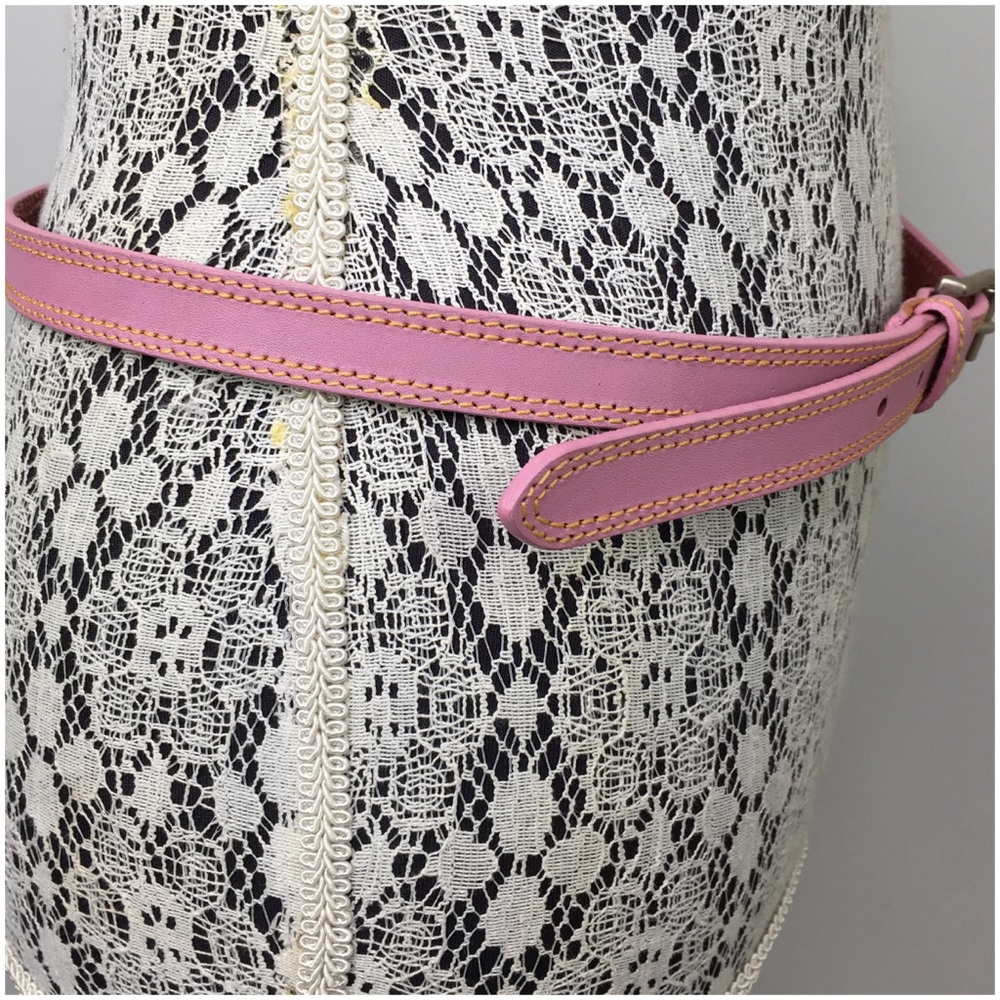 Gap Pink Leather Belt With Bold Stitching - Picture 3 of 6